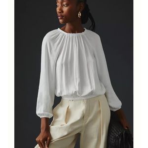 Anthropologie Cloth & Stone Bow-Back Blouse in White. Size XS. NWOT